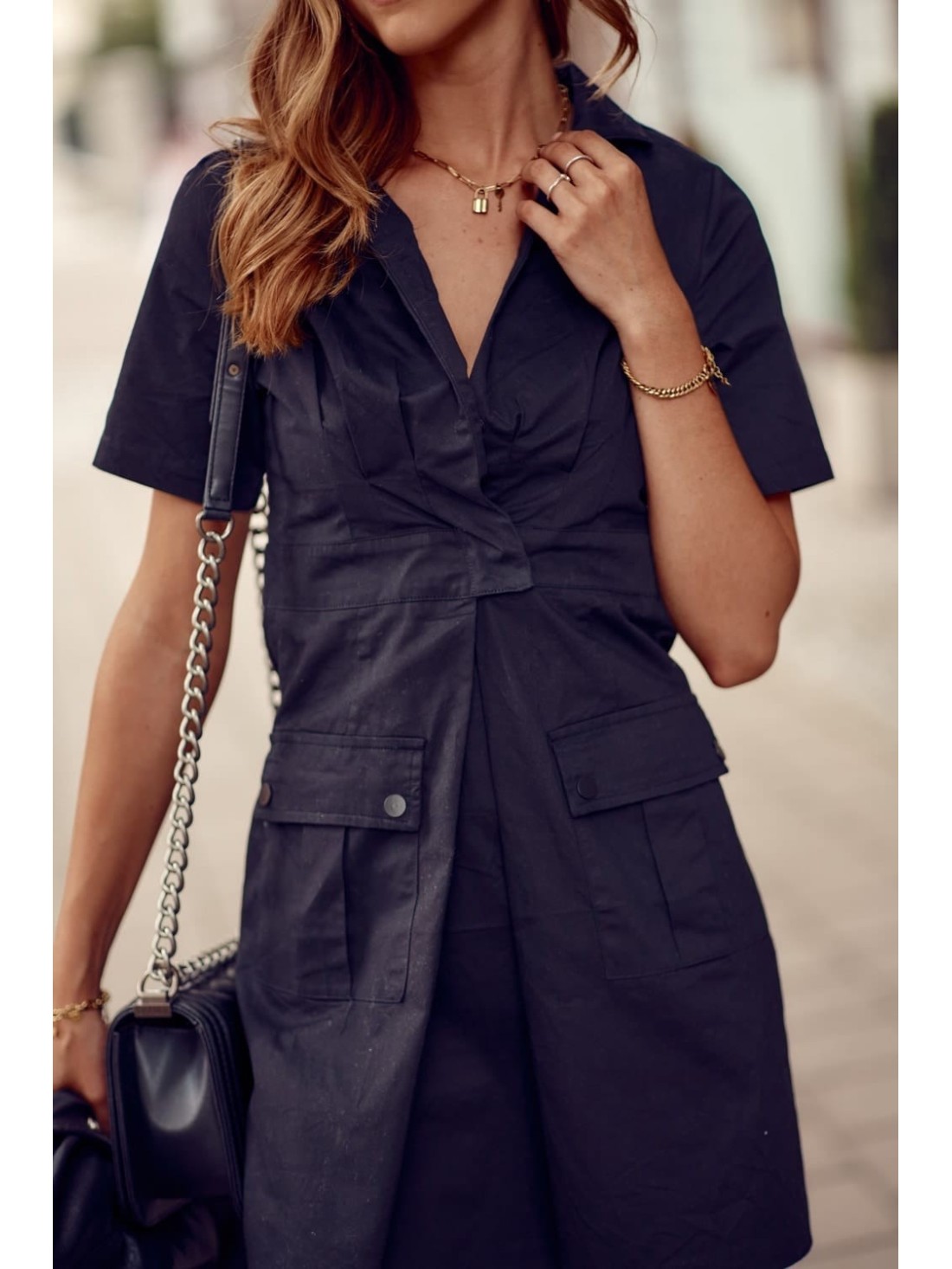 Women\'s black shirtdress 24010 - Online store - Boutique